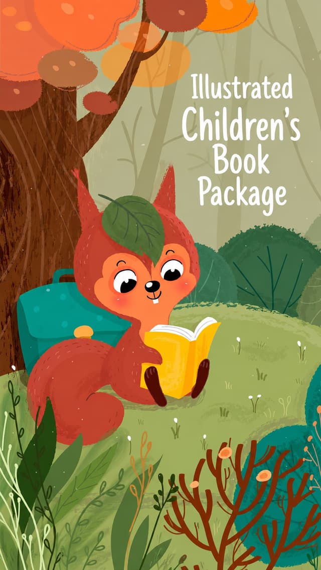 Forest fox illustrated children's book package artwork