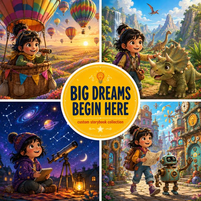 Personalized travel collage cover titled Big Dreams Begin Here