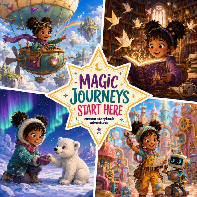 Personalized travel collage cover titled Magic Journeys Start Here