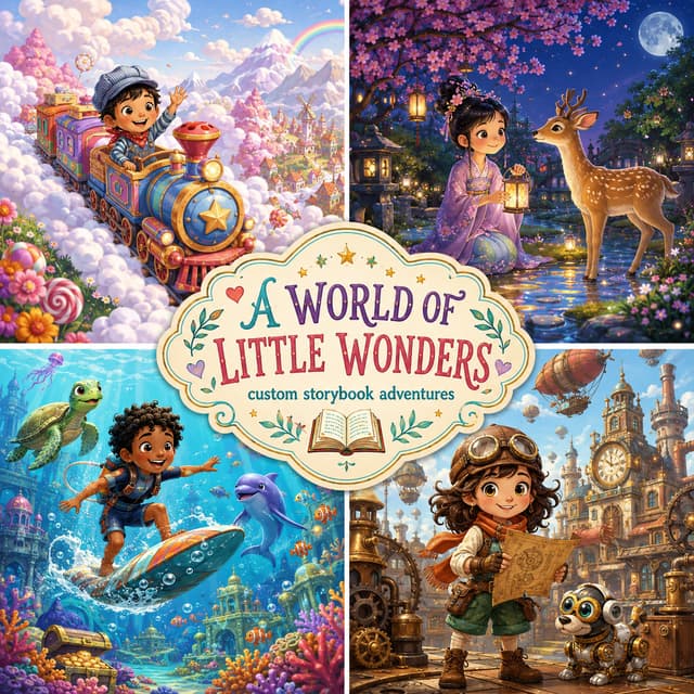 Personalized travel collage cover titled A World of Little Wonders