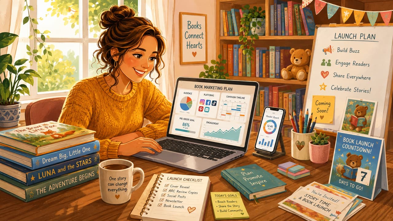 Author's book marketing campaign workspace